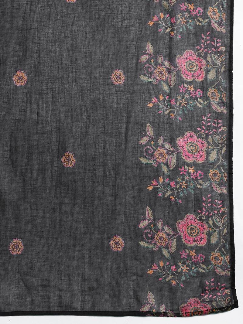 Floral Printed Pure Cotton Kurta with Trousers & Dupatta