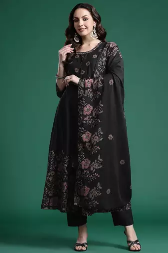 Floral Printed Pure Cotton Kurta with Trousers & Dupatta