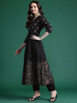 Floral Printed Pure Cotton Kurta with Trousers & Dupatta 6