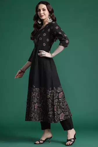 Floral Printed Pure Cotton Kurta with Trousers & Dupatta