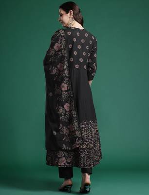 Floral Printed Pure Cotton Kurta with Trousers & Dupatta 7