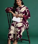 Plus Size Floral Printed Kurta with Trousers & Dupatta