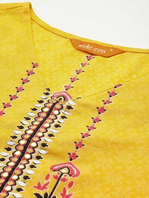 Ethnic Motifs Printed Mirror Work Pure Cotton Kurta with Trousers & With Dupatta 3