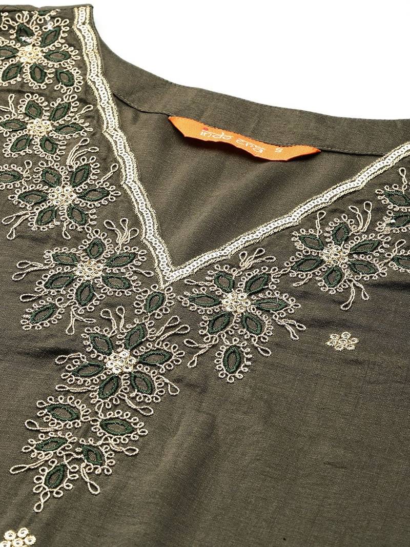 Ethnic Motifs Embroidered Kurta with Trousers & Dupatta