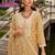 Floral Embroidered Round Neck Thread Work Organza Kurta With Trousers & Dupatta