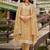 Floral Embroidered Round Neck Thread Work Organza Kurta With Trousers & Dupatta