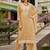 Floral Embroidered Round Neck Thread Work Organza Kurta With Trousers & Dupatta