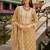 Floral Embroidered Round Neck Thread Work Organza Kurta With Trousers & Dupatta