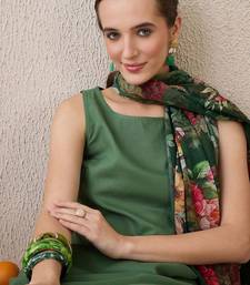 Floral Printed Round Neck Cotton Straight Kurta With Trousers & Dupatta