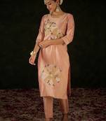 Women Floral Embroidered Regular Thread Work Kurta with Trousers