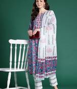 Floral Printed Pure Cotton Kurta with Trousers & With Dupatta