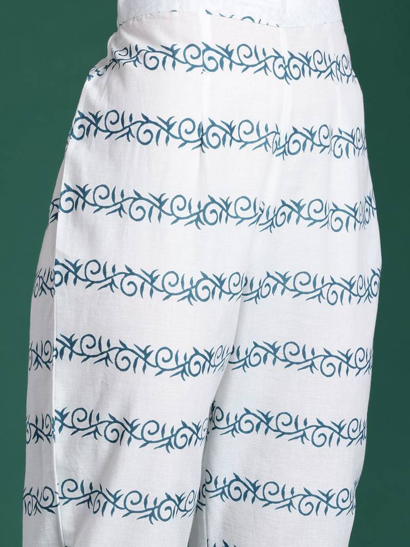 Floral Printed Pure Cotton Kurta with Trousers & With Dupatta