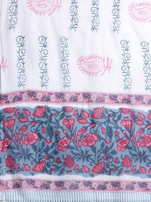 Floral Printed Pure Cotton Kurta with Trousers & With Dupatta 4