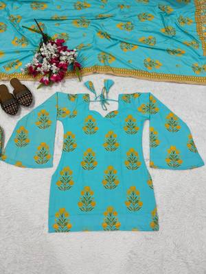 Blue Digital Print Work Cotton Salwar Suit 3