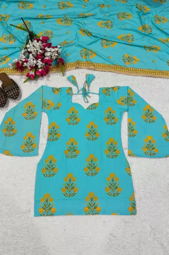 Blue Digital Print Work Cotton Salwar Suit