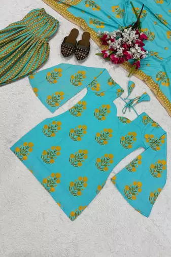 Blue Digital Print Work Cotton Salwar Suit