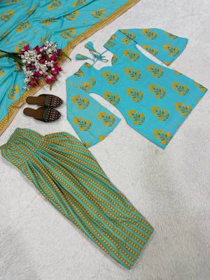 Blue Digital Print Work Cotton Salwar Suit 5