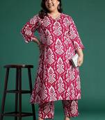 Plus Size Ethnic Motifs Printed Regular Pure Cotton Kurta with Palazzos