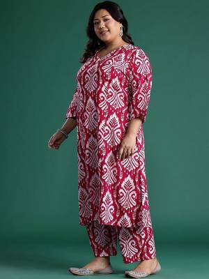 Plus Size Ethnic Motifs Printed Regular Pure Cotton Kurta with Palazzos 2