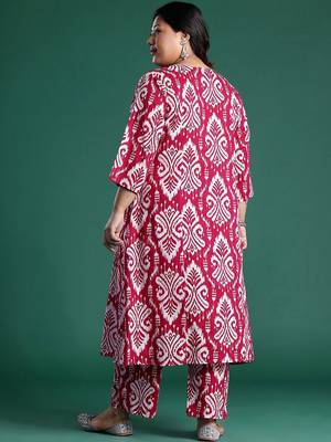 Plus Size Ethnic Motifs Printed Regular Pure Cotton Kurta with Palazzos 3