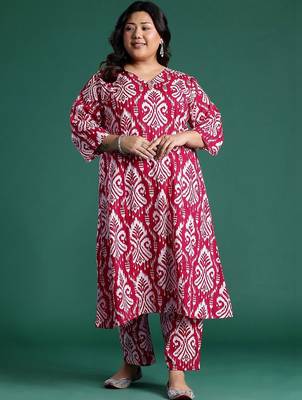 Plus Size Ethnic Motifs Printed Regular Pure Cotton Kurta with Palazzos 5