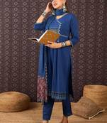Women Ethnic Motifs Regular Thread Work Pure Cotton Kurta with Trousers & With Dupatta