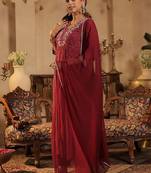Women Ethnic Motifs Printed Panelled Sequinned Kurta with Trousers & With Dupatta
