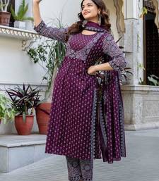 Women Ethnic Motifs Printed Regular Pure Cotton Kurta with Trousers & With Dupatta