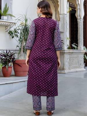 Women Ethnic Motifs Printed Regular Pure Cotton Kurta with Trousers & With Dupatta 3
