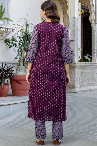 Women Ethnic Motifs Printed Regular Pure Cotton Kurta with Trousers & With Dupatta