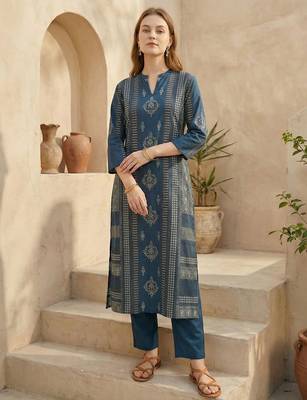 Women Ethnic Motifs Printed Regular Pure Cotton Kurta with Trousers 1
