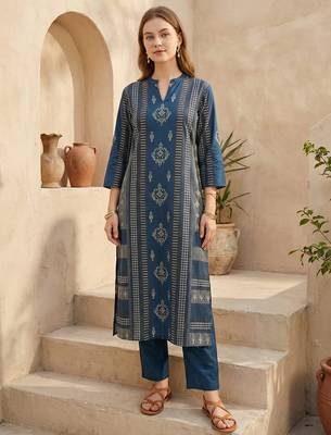 Women Ethnic Motifs Printed Regular Pure Cotton Kurta with Trousers 3