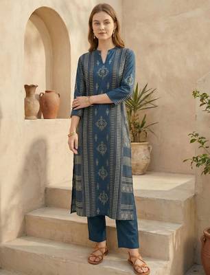 Women Ethnic Motifs Printed Regular Pure Cotton Kurta with Trousers 4