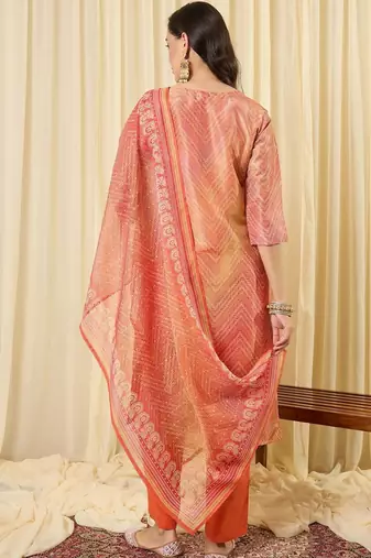 Women Ethnic Motifs Regular Thread Work Kurta with Trousers & With Dupatta