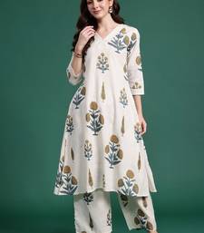 Floral Printed V Neck A Line Pure Cotton Kurta With Palazzos