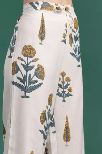 Floral Printed V Neck A Line Pure Cotton Kurta With Palazzos
