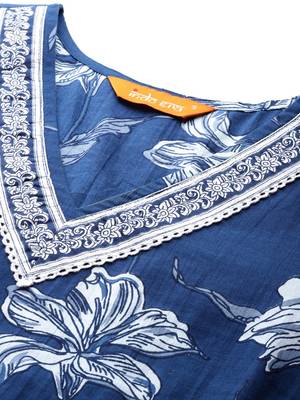 Floral Printed Regular Pure Cotton Kurta with Trousers & Dupatta 2