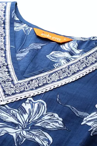 Floral Printed Regular Pure Cotton Kurta with Trousers & Dupatta