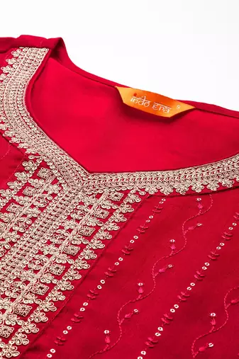 Ethnic Motifs Embroidered Sequinned Kurta with Trousers & With Dupatta