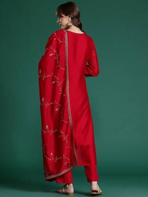Ethnic Motifs Embroidered Sequinned Kurta with Trousers & With Dupatta 6