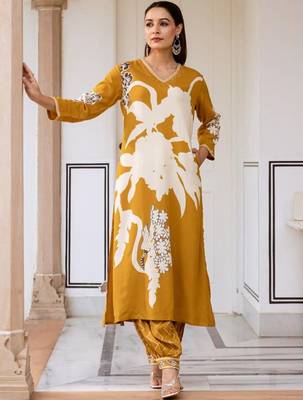 Women Floral Printed Regular Sequinned Kurta with Salwar 7