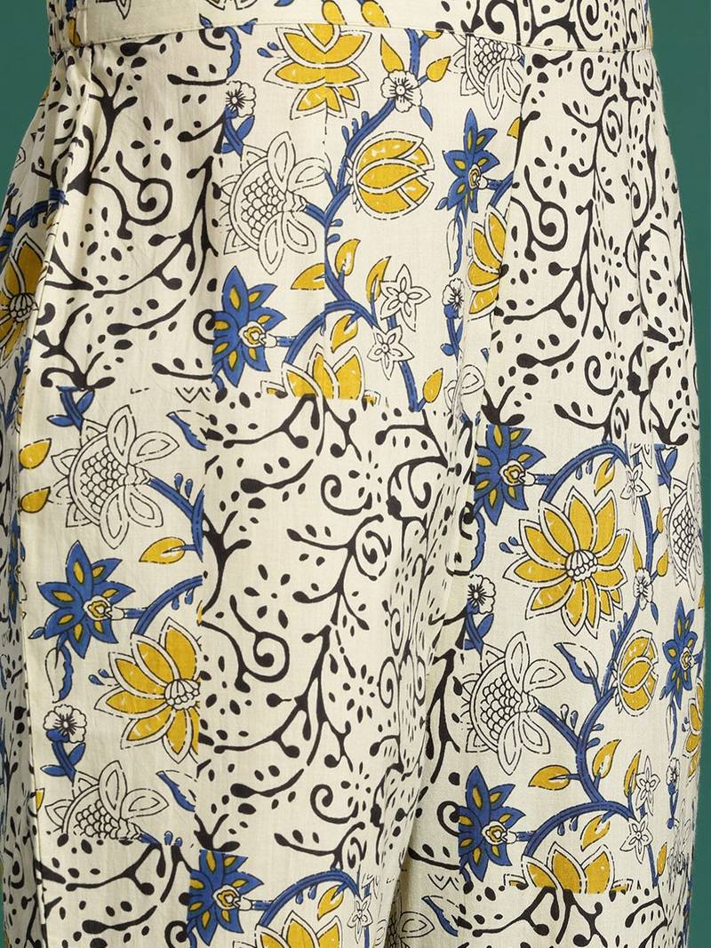 Floral Printed Pure Cotton Kurta with Trousers & With Dupatta