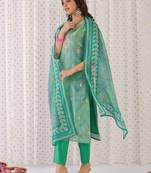 Women Floral Embroidered Regular Sequinned Kurta with Trousers & With Dupatta