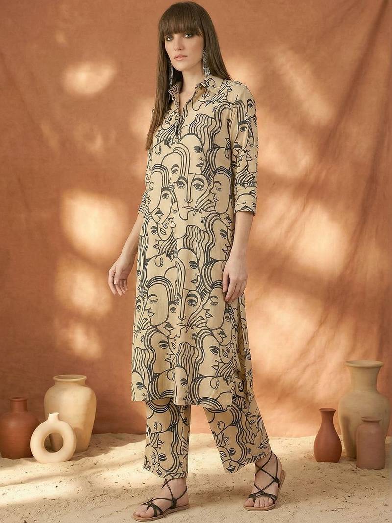 Women Printed Regular Pure Cotton Kurta with Palazzos