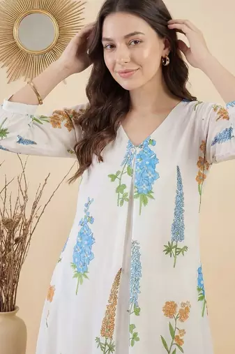 Women Floral Printed Regular Pure Cotton Kurta with Trousers