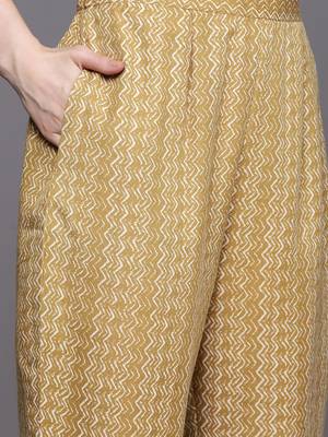 Ethnic Motifs Embroidered Pure Cotton Straight Kurta With Trousers & Dupatta 3