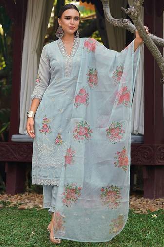 Women Floral Embroidered Regular Thread Work Kurta with Trousers & With Dupatta