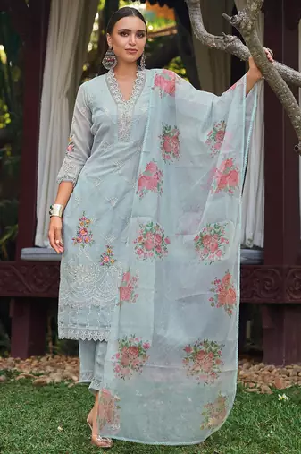 Women Floral Embroidered Regular Thread Work Kurta with Trousers & With Dupatta