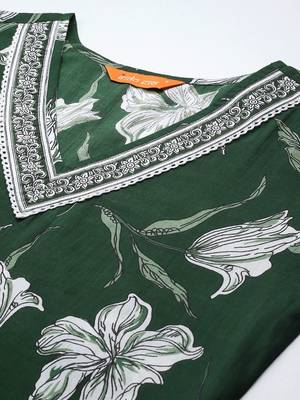 Floral Printed Regular Pure Cotton Kurta with Trousers & Dupatta 3