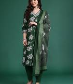Floral Printed Regular Pure Cotton Kurta with Trousers & Dupatta
